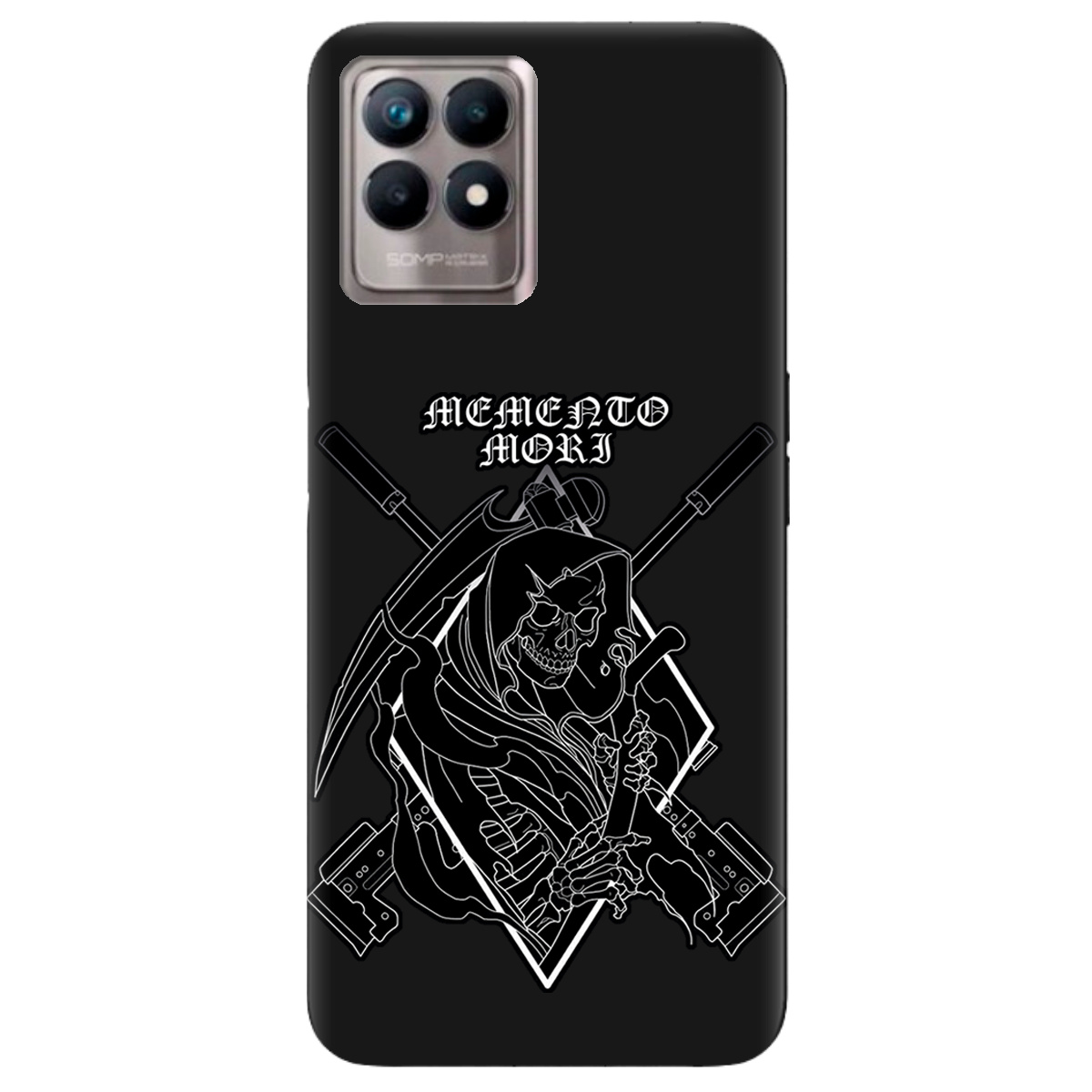 Чехол для Realme 8i черный матовый soft touch Пам'ятай про смерть - фото 1 Чехол для Realme 8i черный матовый soft touch Пам'ятай про смерть - фото 1 - Чехлы для телефонов