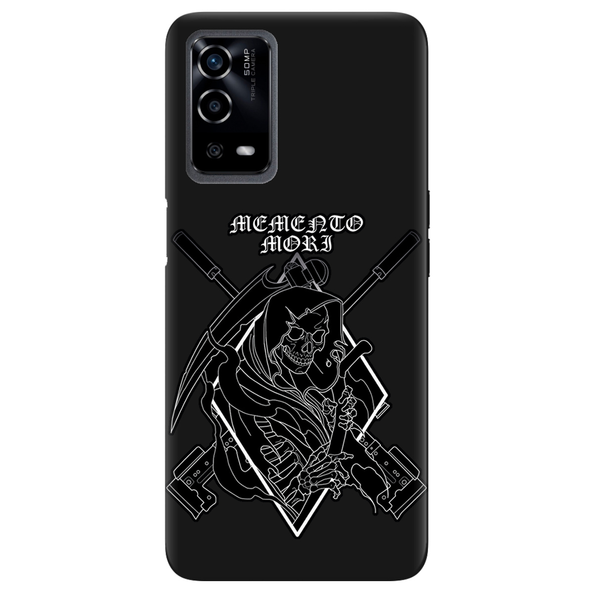 Чехол для Oppo A55 черный матовый soft touch Пам'ятай про смерть - фото 1 - Чехлы для телефонов