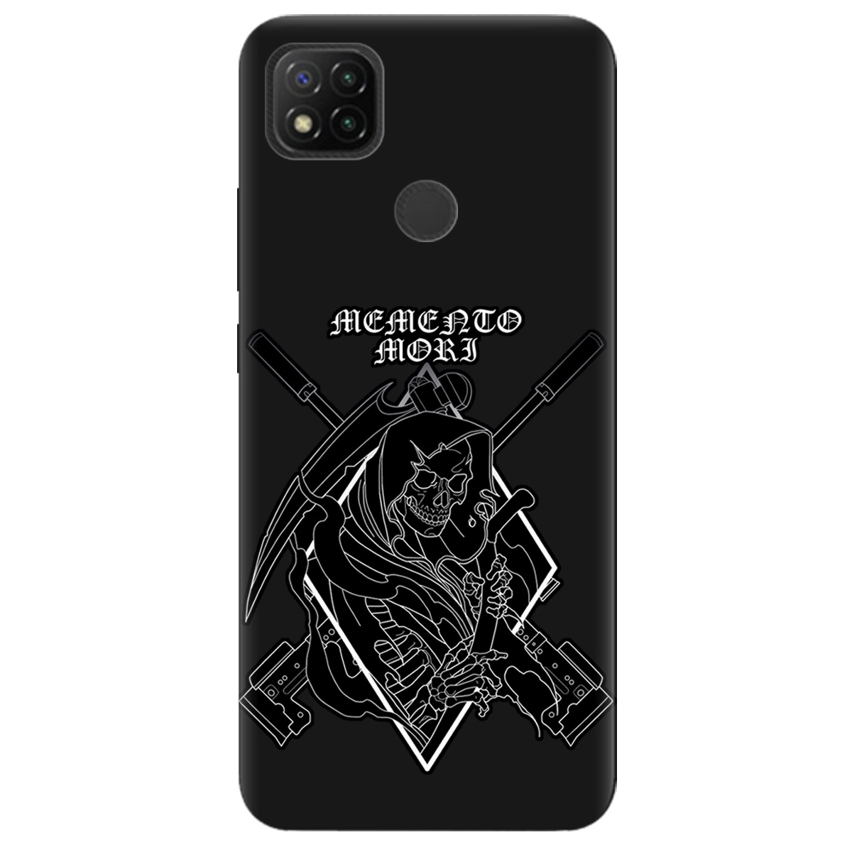 Чохол для Xiaomi Redmi 10A чорний матовий soft touch Пам'ятай про смерть - фото 1 - Чохли для телефонів