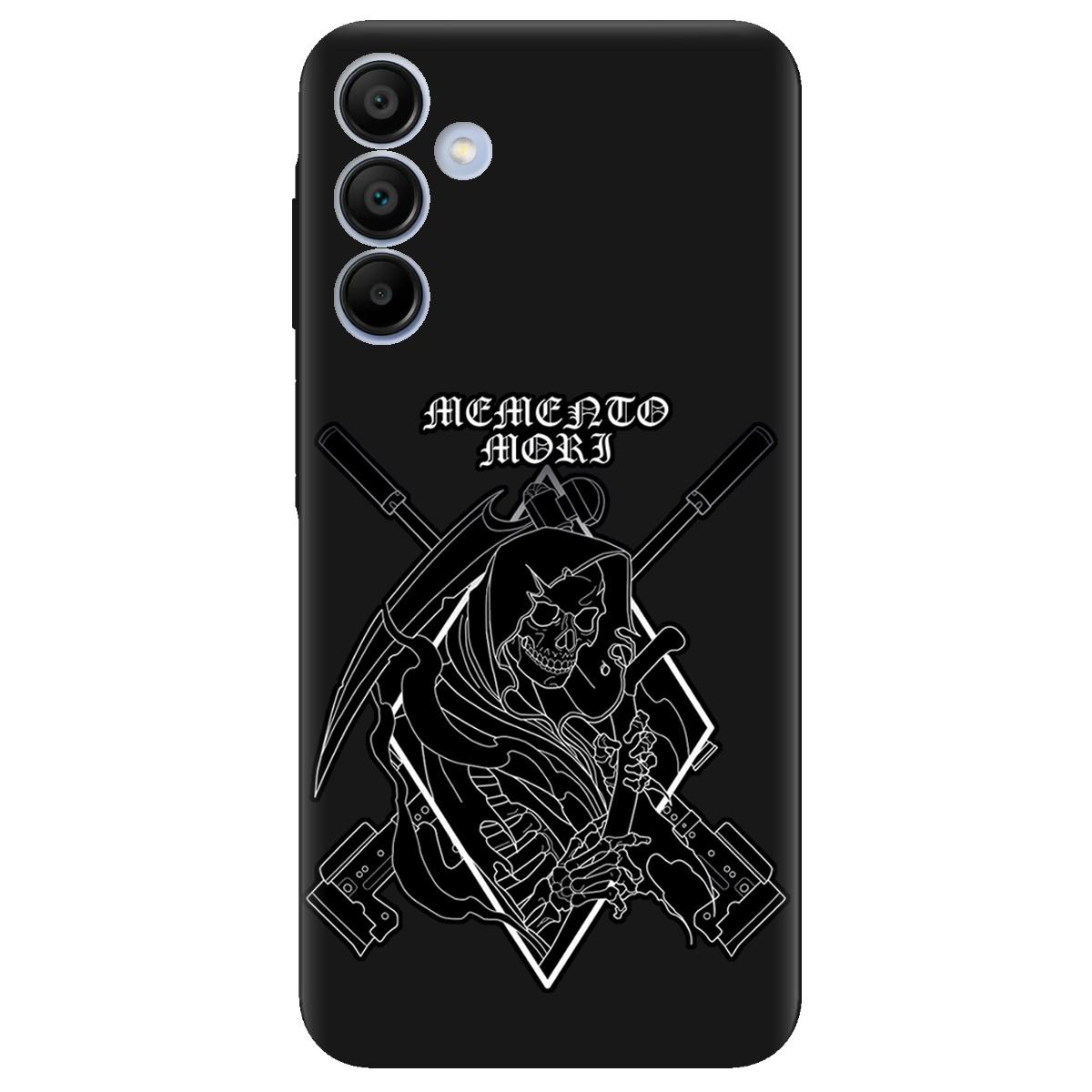 Чохол для Samsung Galaxy A15 чорний матовий soft touch Пам'ятай про смерть - фото 1 - Чохли для телефонів