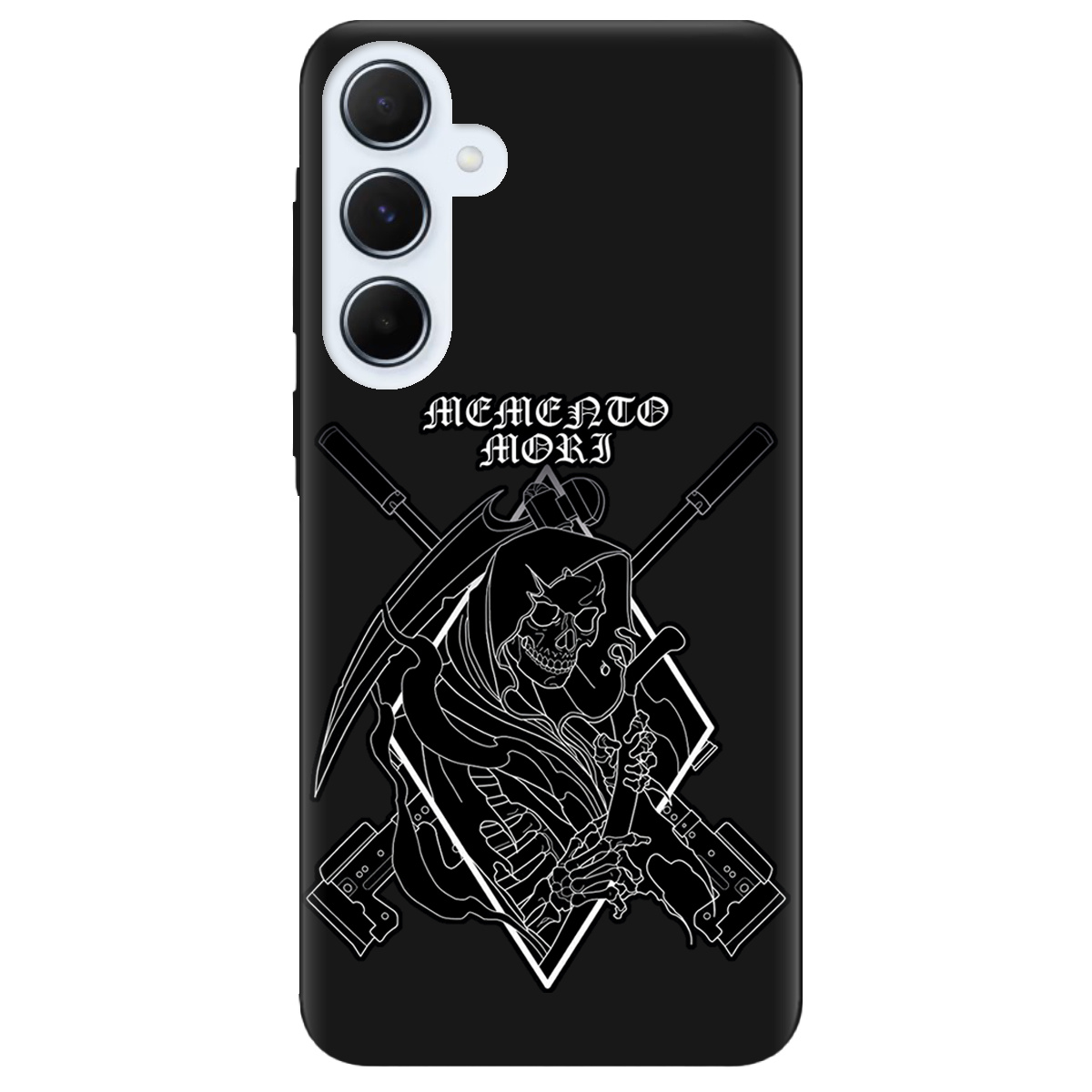Чохол для Samsung Galaxy A55 чорний матовий soft touch Пам'ятай про смерть - фото 1 Чохол для Samsung Galaxy A55 чорний матовий soft touch Пам'ятай про смерть - фото 1 - Чохли для телефонів