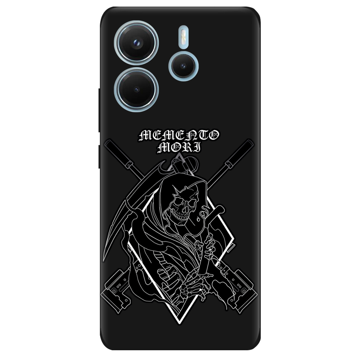 Чохол для Xiaomi Redmi Note 14 4G чорний матовий soft touch Пам'ятай про смерть - фото 1 - Чохли для телефонів