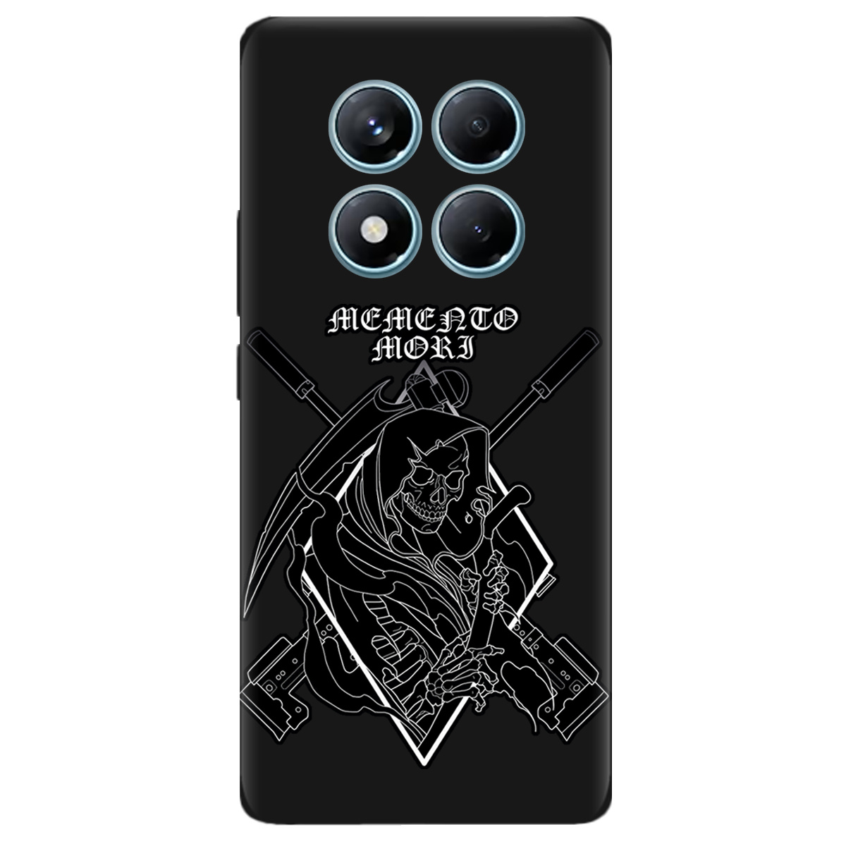 Чехол для Xiaomi Redmi Note 14 Pro 4G черный матовый soft touch Пам'ятай про смерть - фото 1 - Чехлы для телефонов