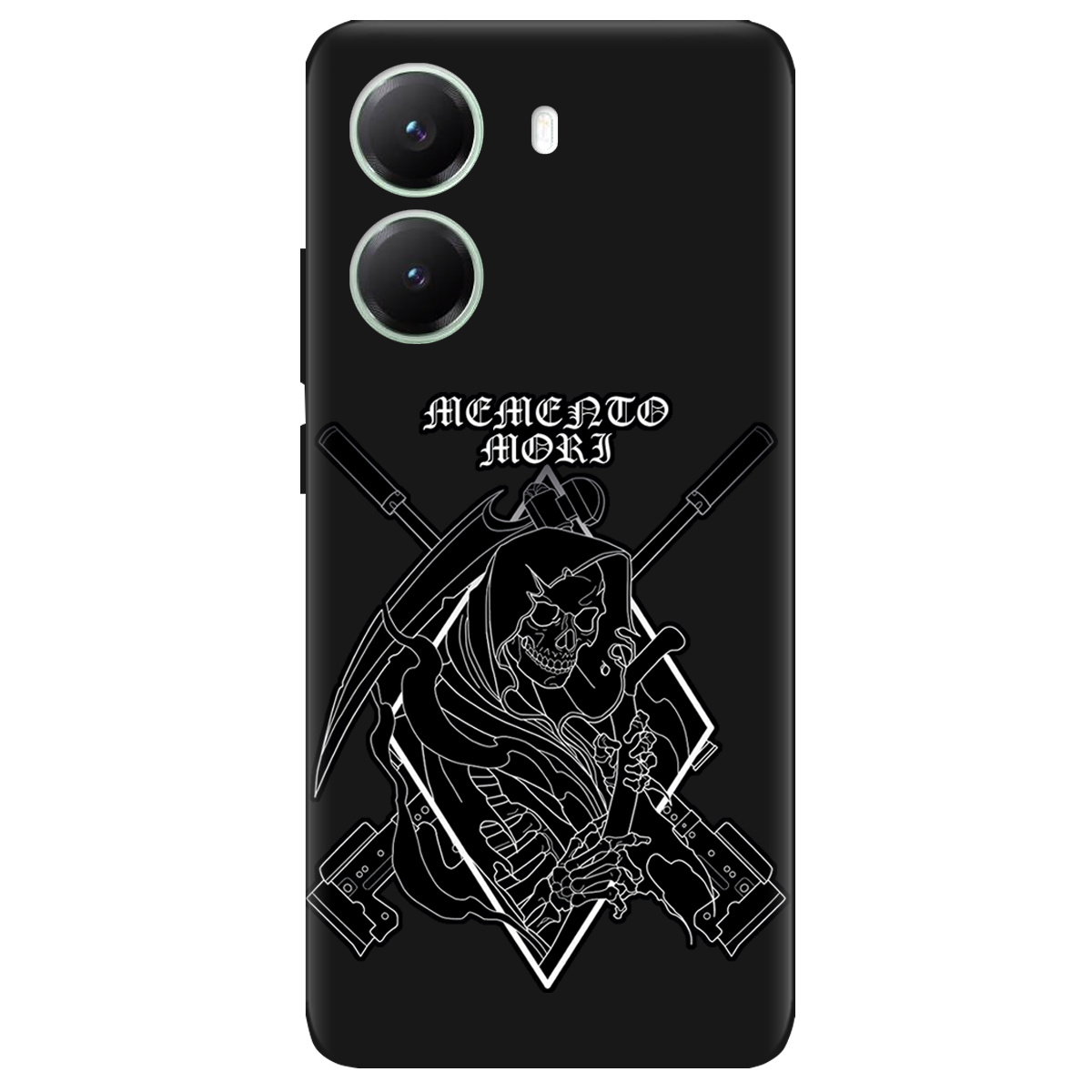 Чохол для Xiaomi Poco X7 Pro чорний матовий soft touch Пам'ятай про смерть - фото 1 - Чохли для телефонів