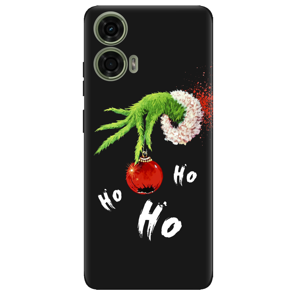 Чохол для Motorola G24 / G04 / E14 чорний матовий soft touch Grinch HO HO HO - фото 1 - Чохли для телефонів