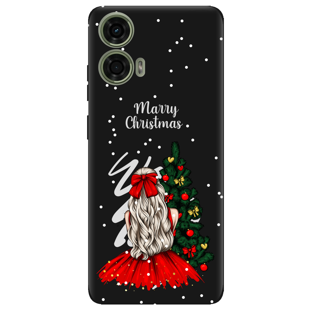 Чохол для Motorola G24 / G04 / E14 чорний матовий soft touch Beautiful christmas - фото 1 - Чохли для телефонів