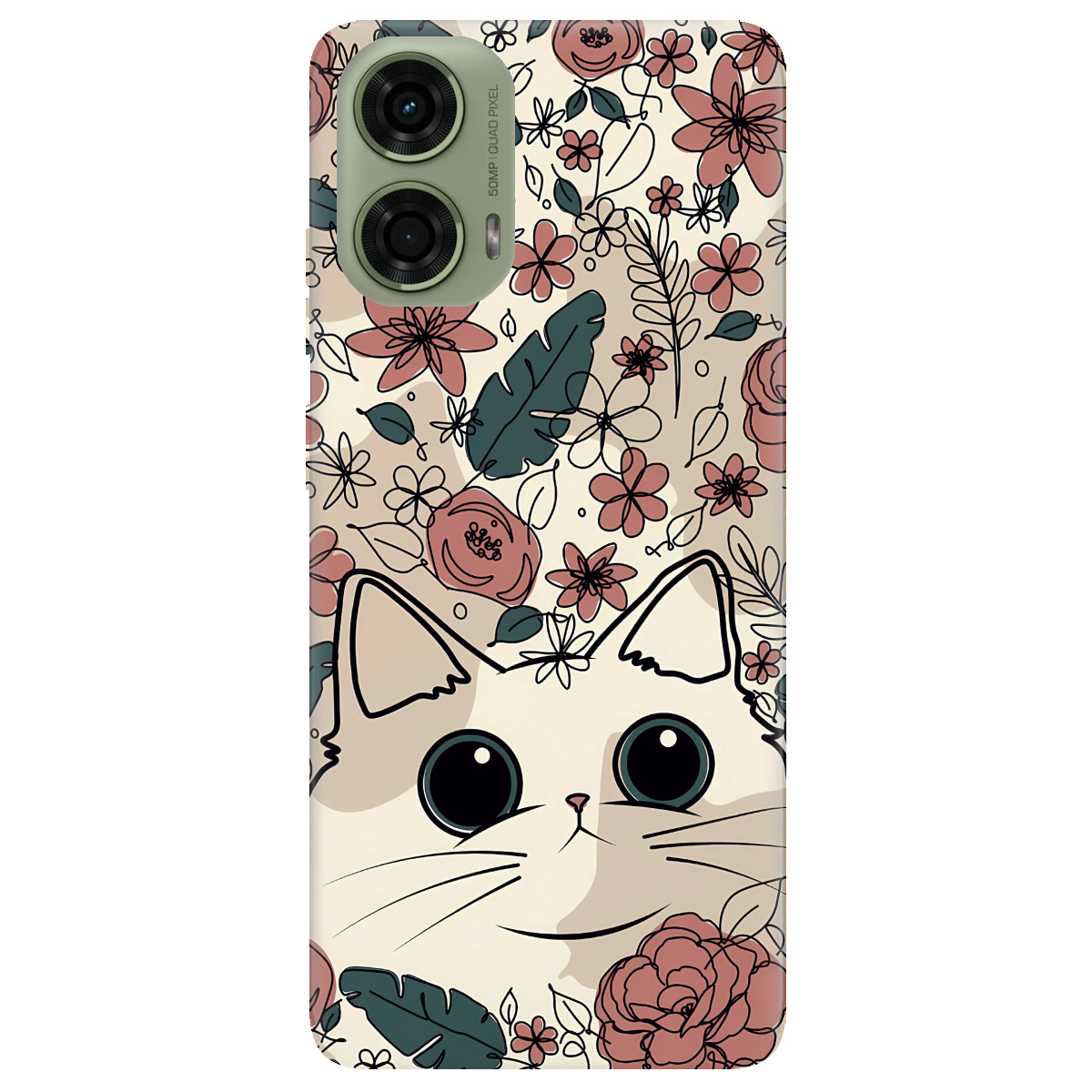 Чехол для Motorola G24 / G04 / E14 Flower cat - фото 1 Чехол для Motorola G24 / G04 / E14 Flower cat - фото 1 - Чехлы для телефонов