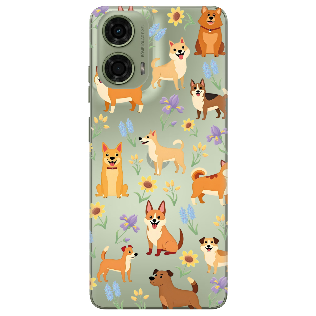 Чохол для Motorola G24 / G04 / E14 Blooming Puppies - фото 1 - Чохли для телефонів
