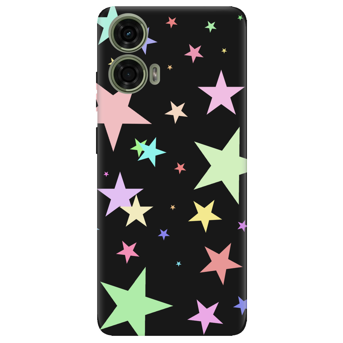 Чехол для Motorola G24 / G04 / E14 черный матовый soft touch Яскраві зірки (black) - фото 1 - Чехлы для телефонов