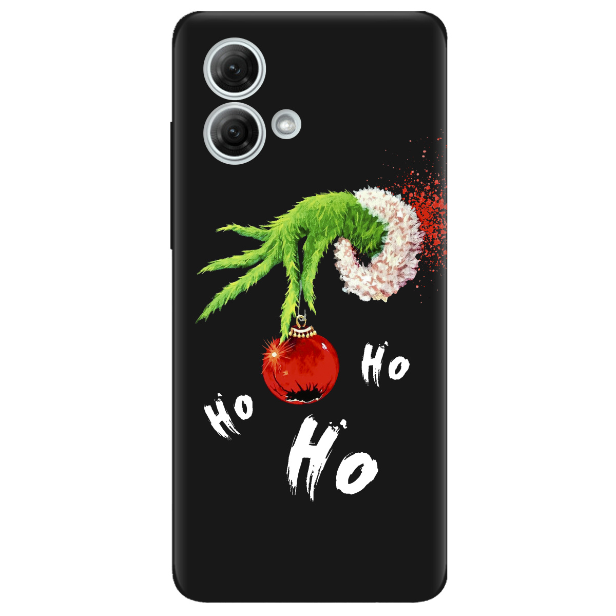 Чохол для Motorola G84 чорний матовий soft touch Grinch HO HO HO - фото 1 - Чохли для телефонів