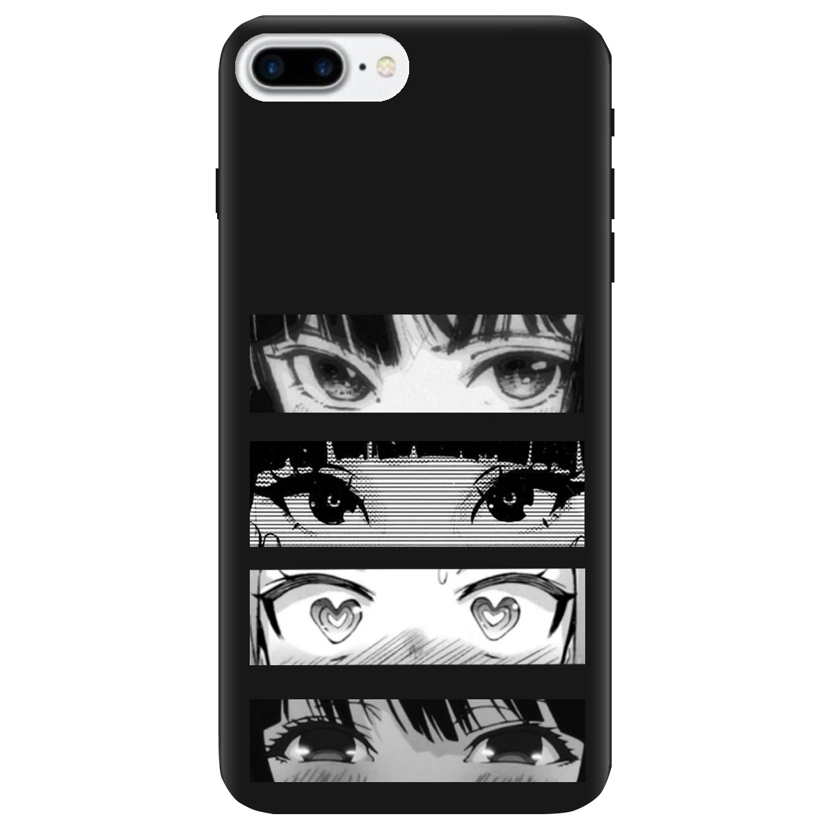 Чохол для Apple iPhone 8 Plus чорний матовий soft touch Закохані очі - фото 1 - Чохли для телефонів