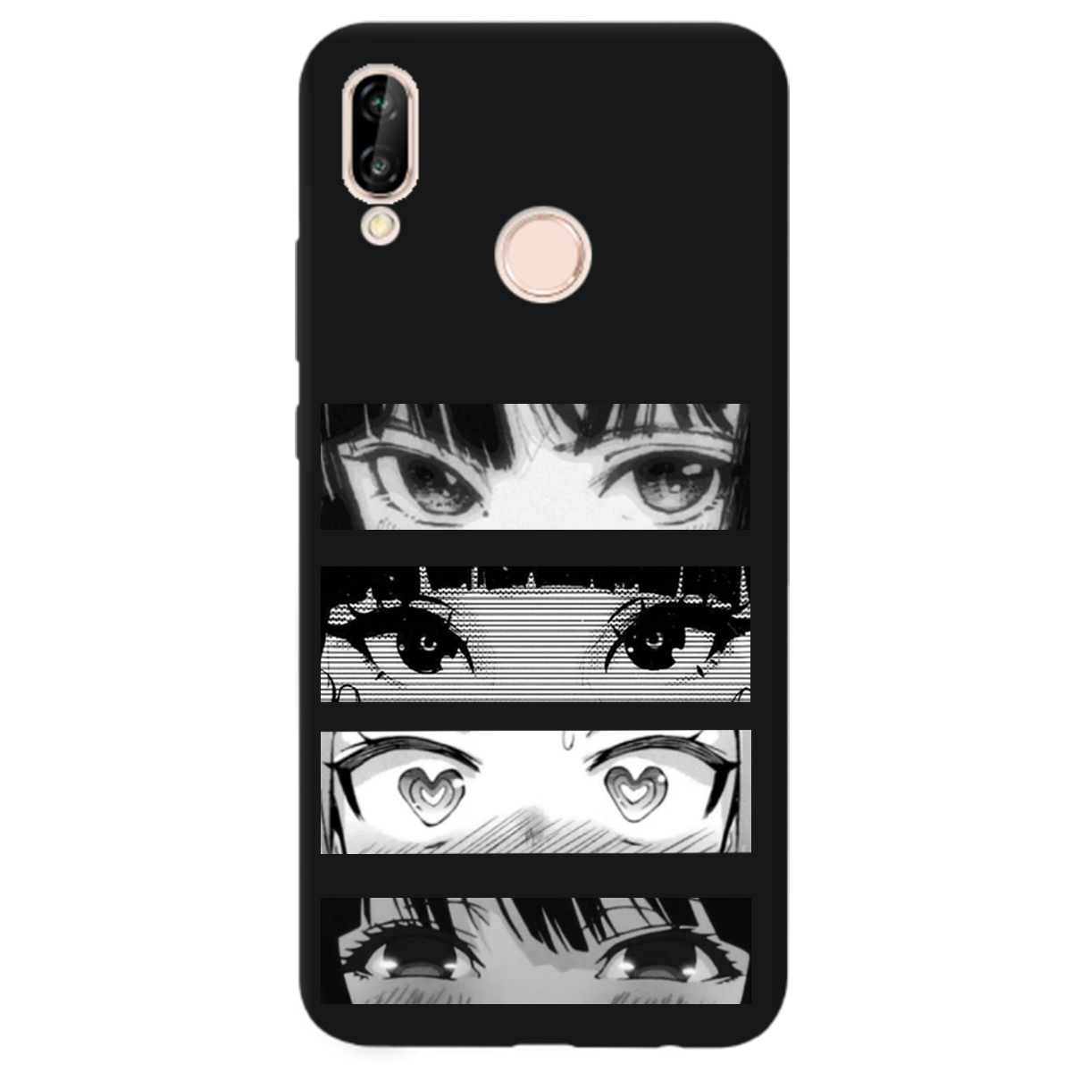 Чохол для Huawei P20 Lite чорний матовий soft touch Закохані очі - фото 1 - Чохли для телефонів