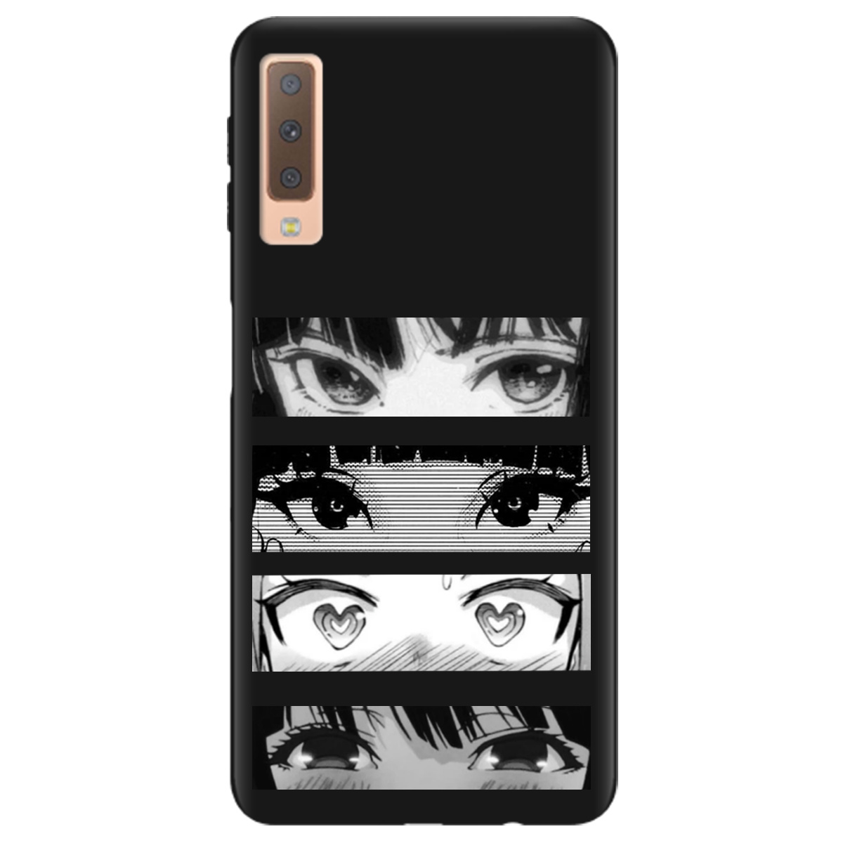 Чехол для Samsung Galaxy A7 2018 черный матовый soft touch Закохані очі - фото 1 - Чехлы для телефонов