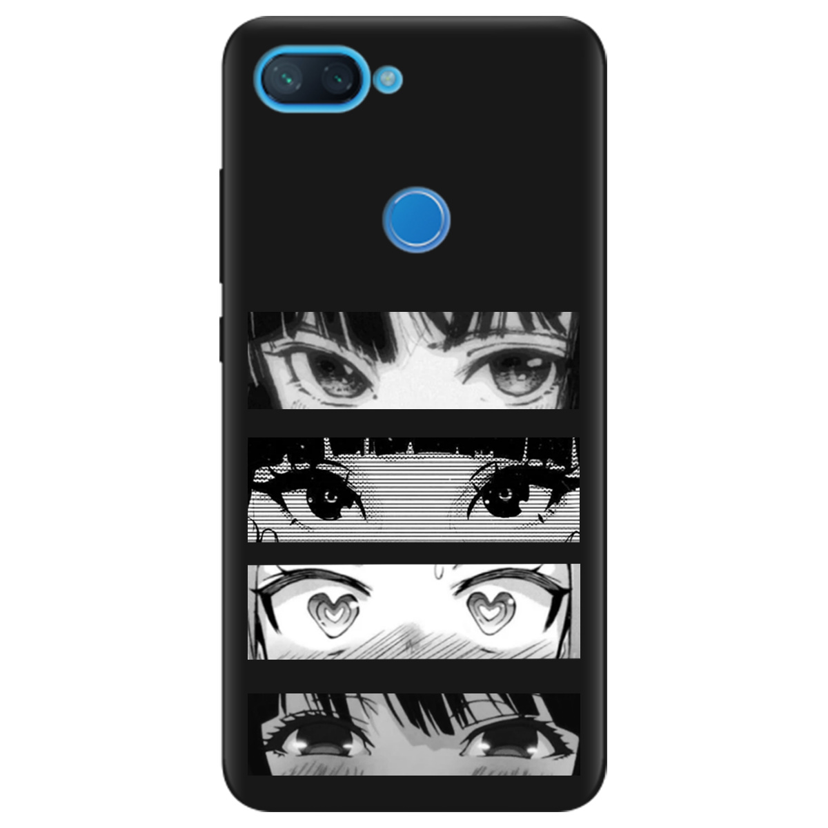 Чехол для Xiaomi Mi 8 Lite черный матовый soft touch Закохані очі - фото 1 - Чехлы для телефонов