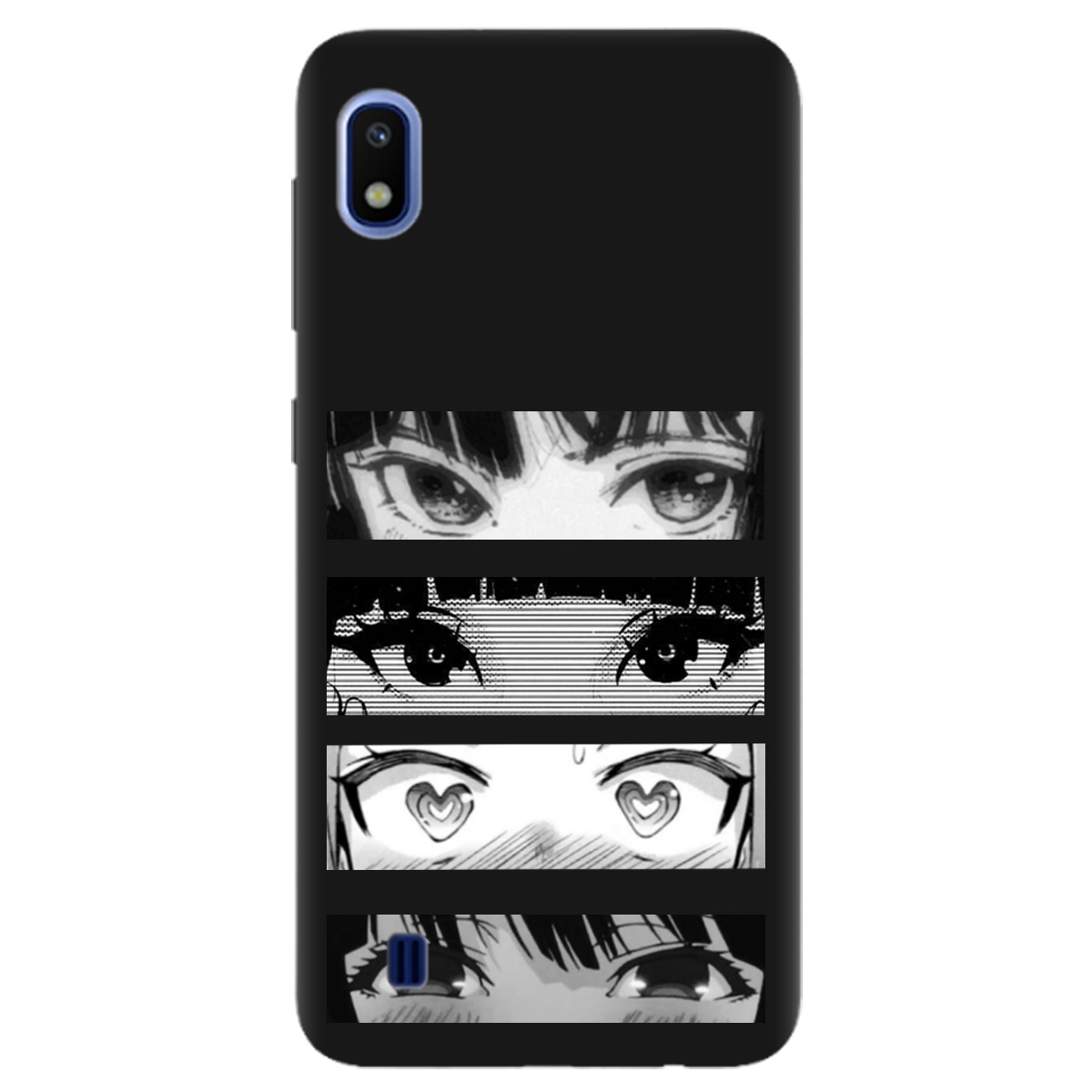 Чехол для Samsung Galaxy A10 черный матовый soft touch Закохані очі - фото 1 - Чехлы для телефонов