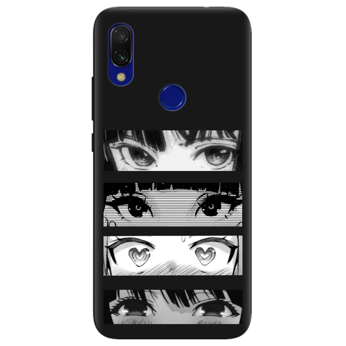 Чехол для Xiaomi Redmi 7 черный матовый soft touch Закохані очі - фото 1 - Чехлы для телефонов