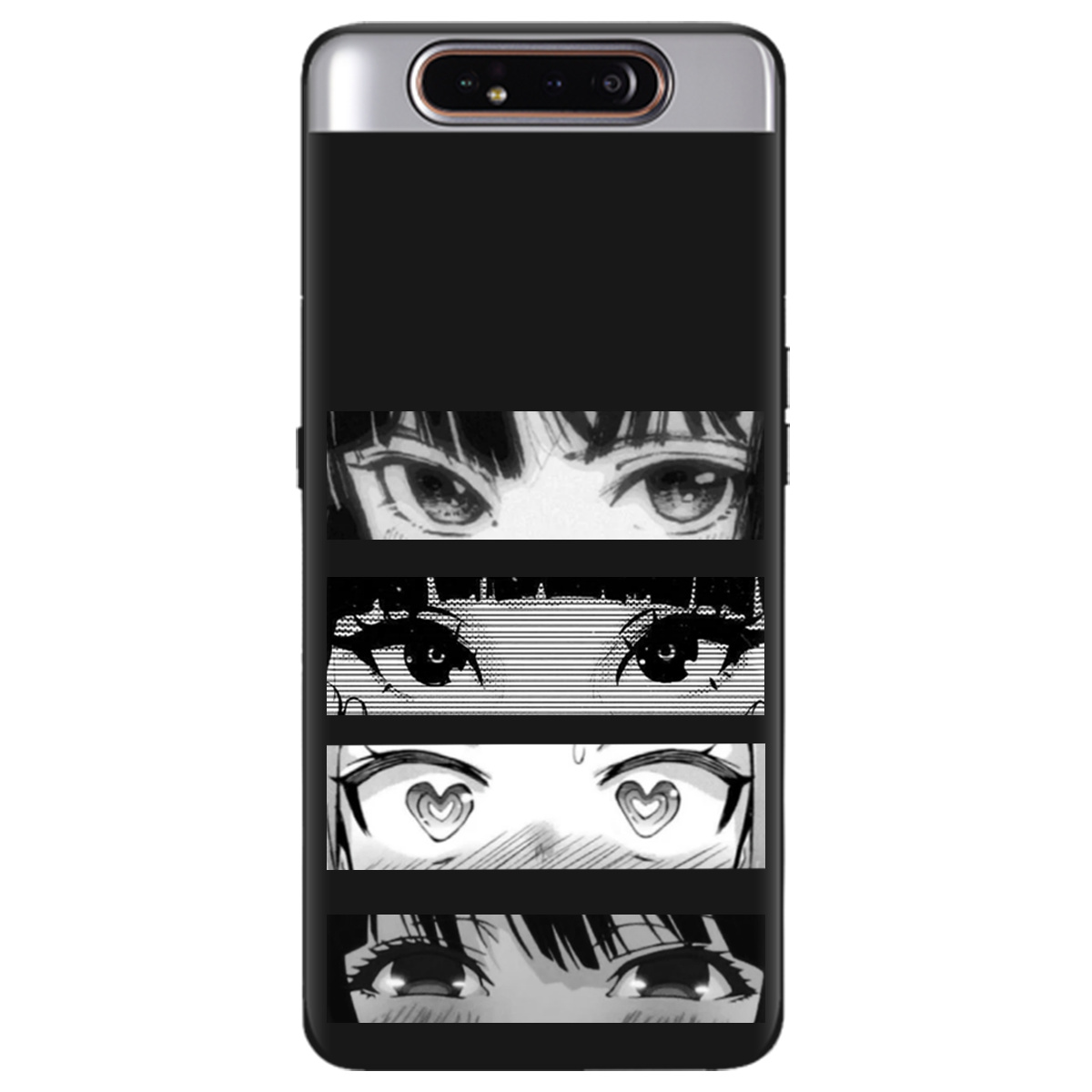 Чохол для Samsung Galaxy A80 чорний матовий soft touch Закохані очі - фото 1 - Чохли для телефонів