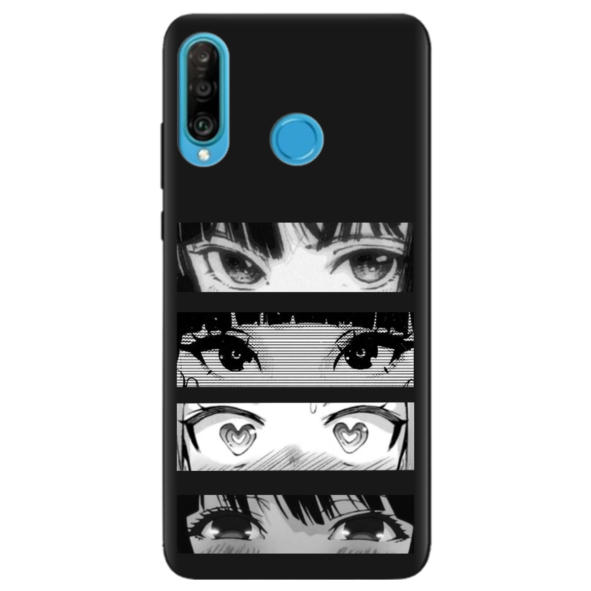 Чехол для Huawei P30 Lite черный матовый soft touch Закохані очі - фото 1 - Чехлы для телефонов