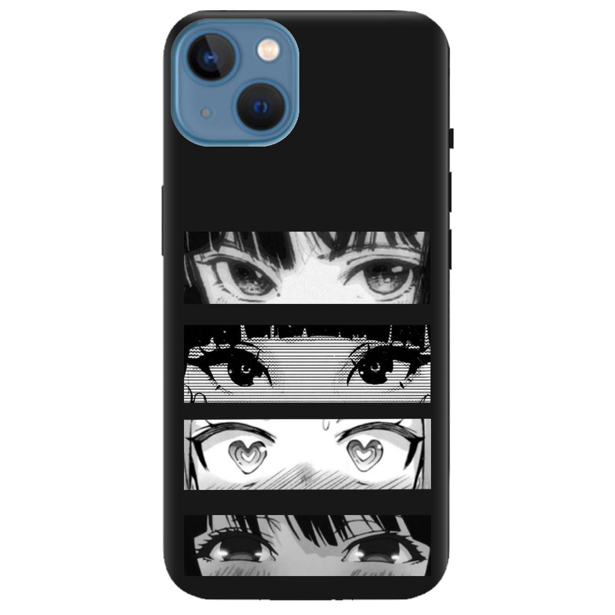 Чохол для Apple iPhone 13 чорний матовий soft touch Закохані очі - фото 1 Чохол для Apple iPhone 13 чорний матовий soft touch Закохані очі - фото 1 - Чохли для телефонів