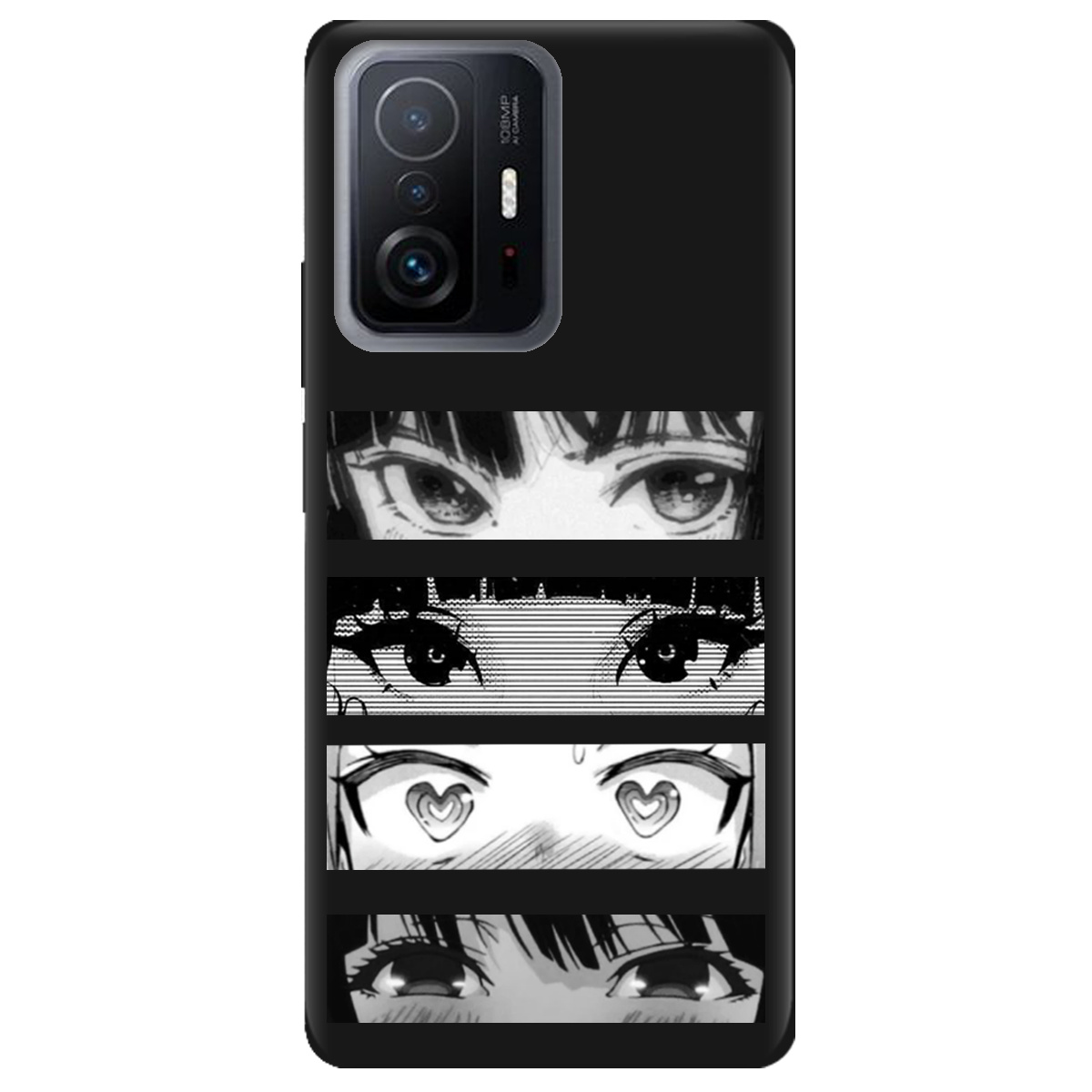 Чехол для Xiaomi 11T черный матовый soft touch Закохані очі - фото 1 - Чехлы для телефонов