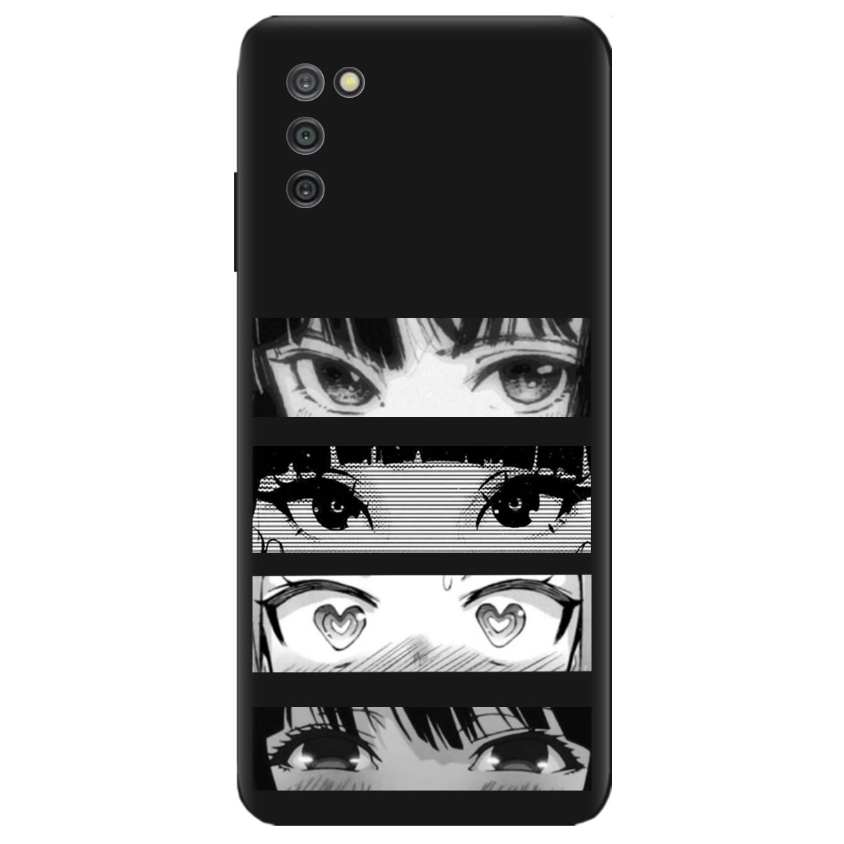 Чехол для Samsung Galaxy A03s черный матовый soft touch Закохані очі - фото 1 - Чехлы для телефонов