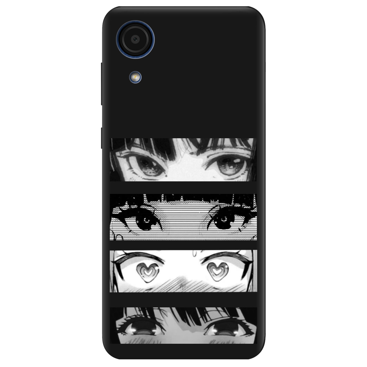 Чохол для Samsung Galaxy А03 Core чорний матовий soft touch Закохані очі - фото 1 - Чохли для телефонів