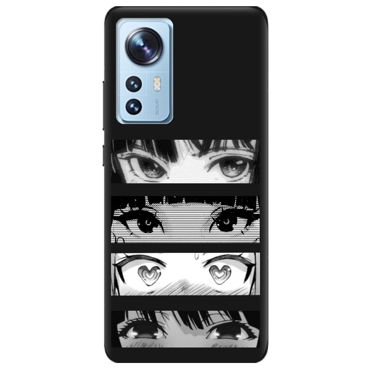 Чохол для Xiaomi 12 чорний матовий soft touch Закохані очі - фото 1 - Чохли для телефонів