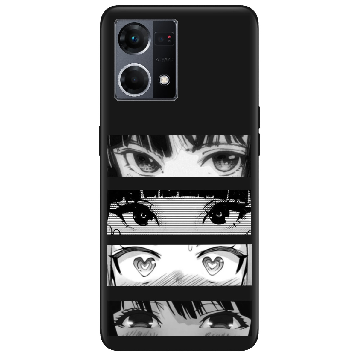 Чехол для Oppo Reno  7 4G черный матовый soft touch Закохані очі - фото 1 - Чехлы для телефонов