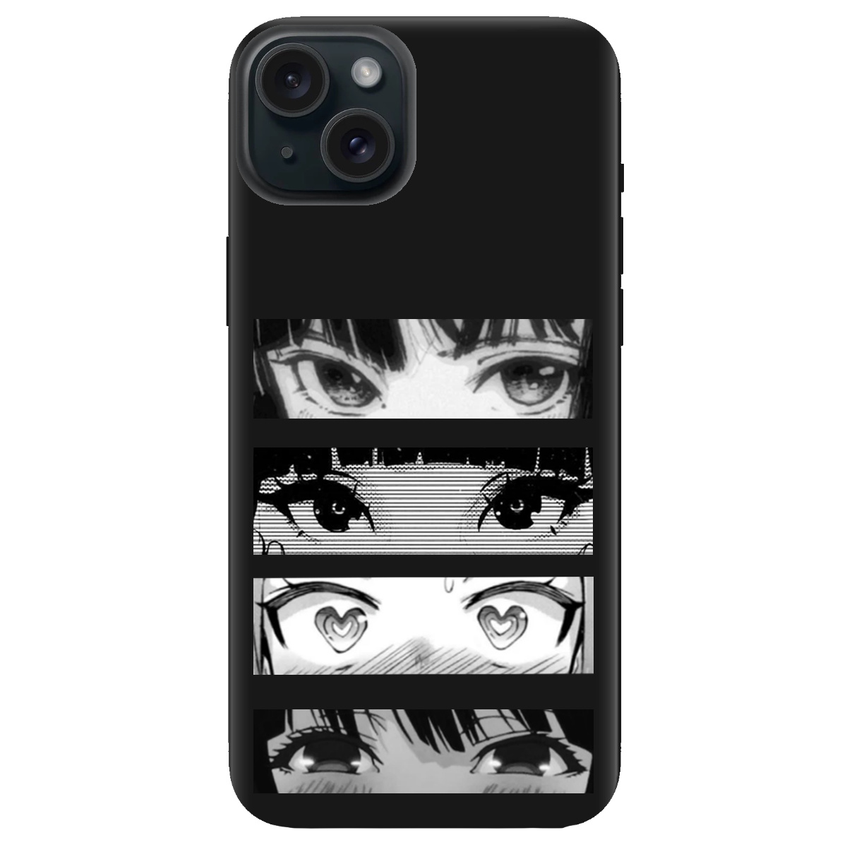 Чохол для Apple iPhone 15 Plus чорний матовий soft touch Закохані очі - фото 1 - Чохли для телефонів