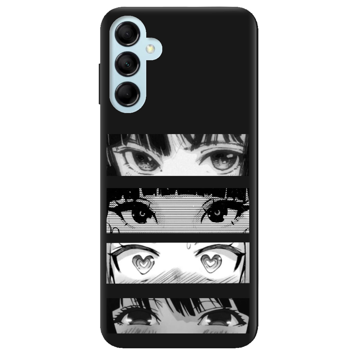 Чохол для Samsung Galaxy M14 5G чорний матовий soft touch Закохані очі - фото 1 - Чохли для телефонів