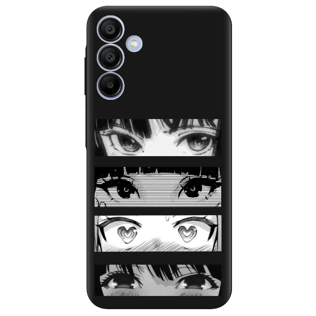 Чохол для Samsung Galaxy A15 чорний матовий soft touch Закохані очі - фото 1 - Чохли для телефонів