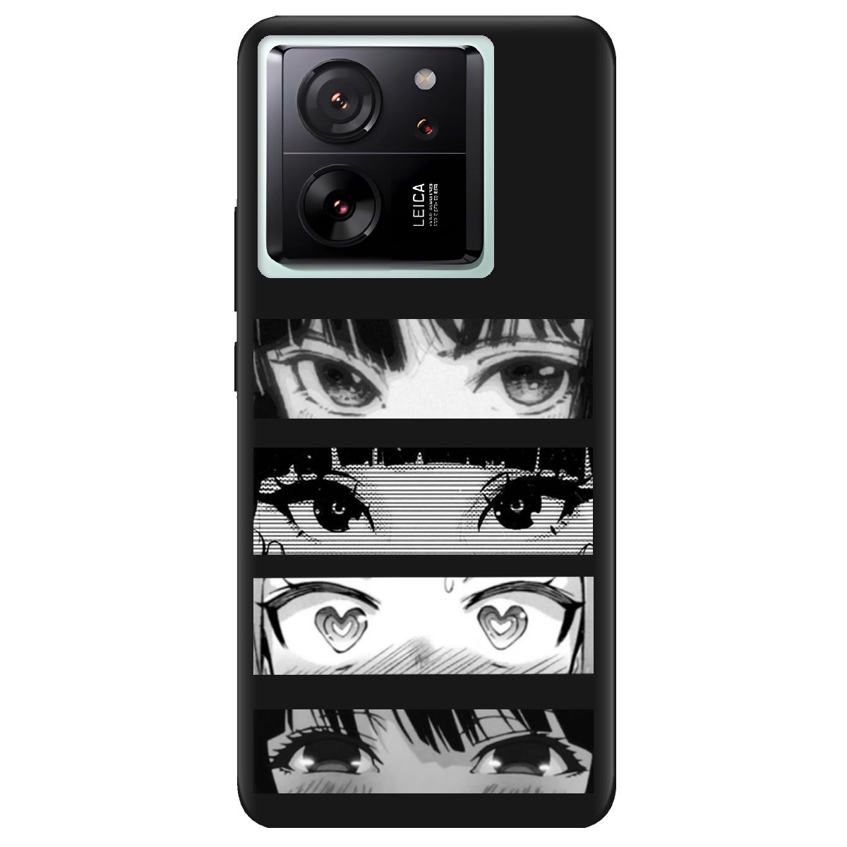 Чохол для Xiaomi 13T Pro чорний матовий soft touch Закохані очі - фото 1 - Чохли для телефонів