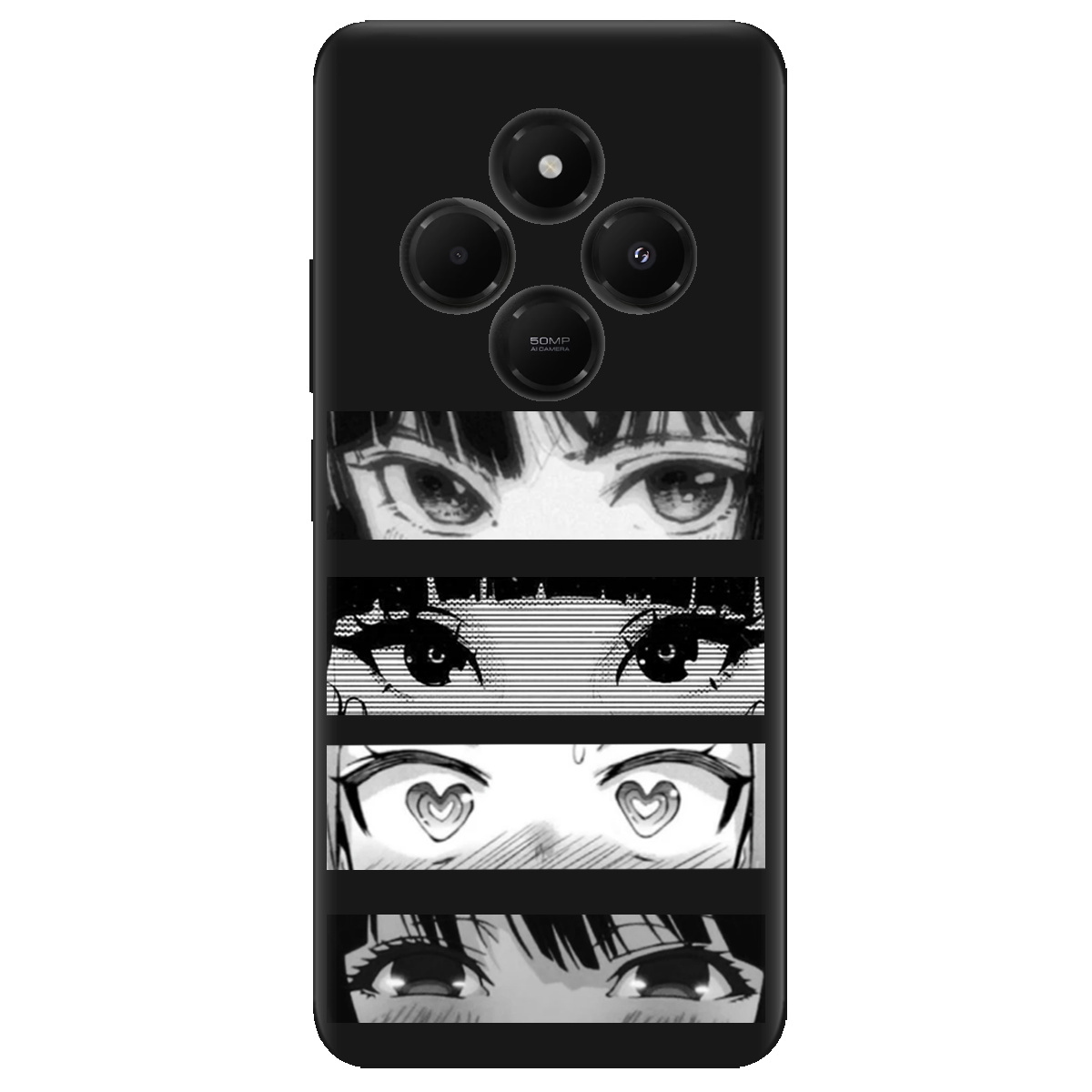 Чехол для Xiaomi Poco C75 черный матовый soft touch Закохані очі - фото 1 - Чехлы для телефонов