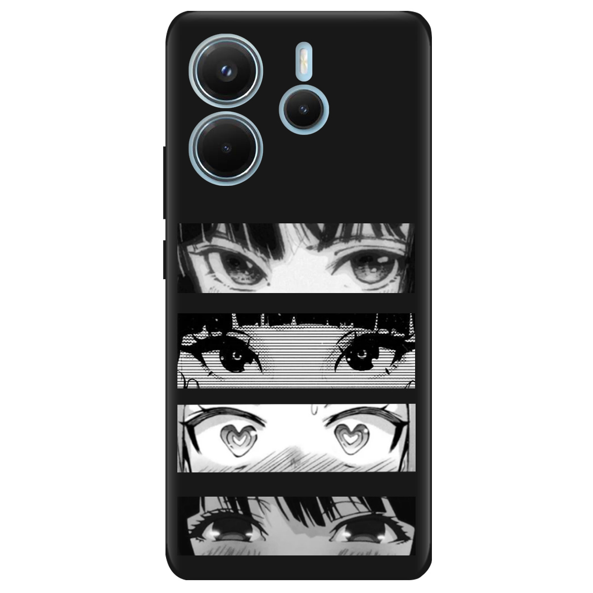 Чехол для Xiaomi Redmi Note 14 4G черный матовый soft touch Закохані очі - фото 1 - Чехлы для телефонов