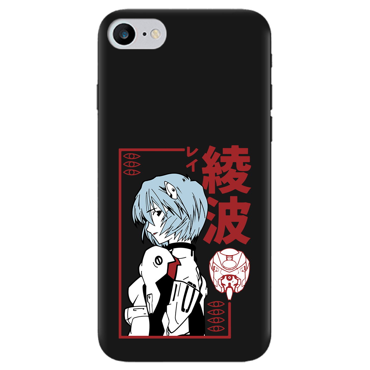 Чехол для Apple iPhone 8 черный матовый soft touch Аянамі Рей - фото 1 Чехол для Apple iPhone 8 черный матовый soft touch Аянамі Рей - фото 1 - Чехлы для телефонов