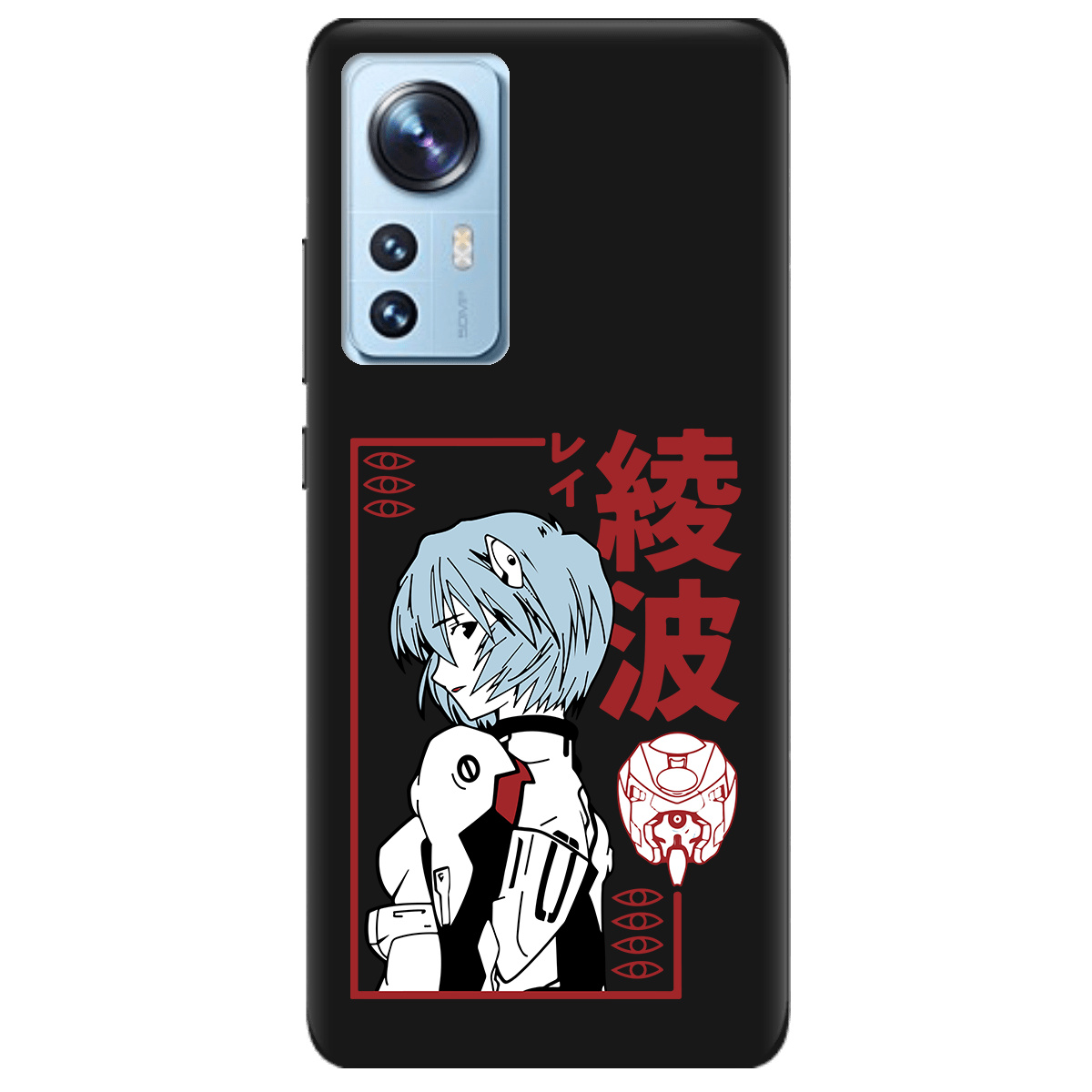 Чохол для Xiaomi 12X чорний матовий soft touch Аянамі Рей - фото 1 - Чохли для телефонів