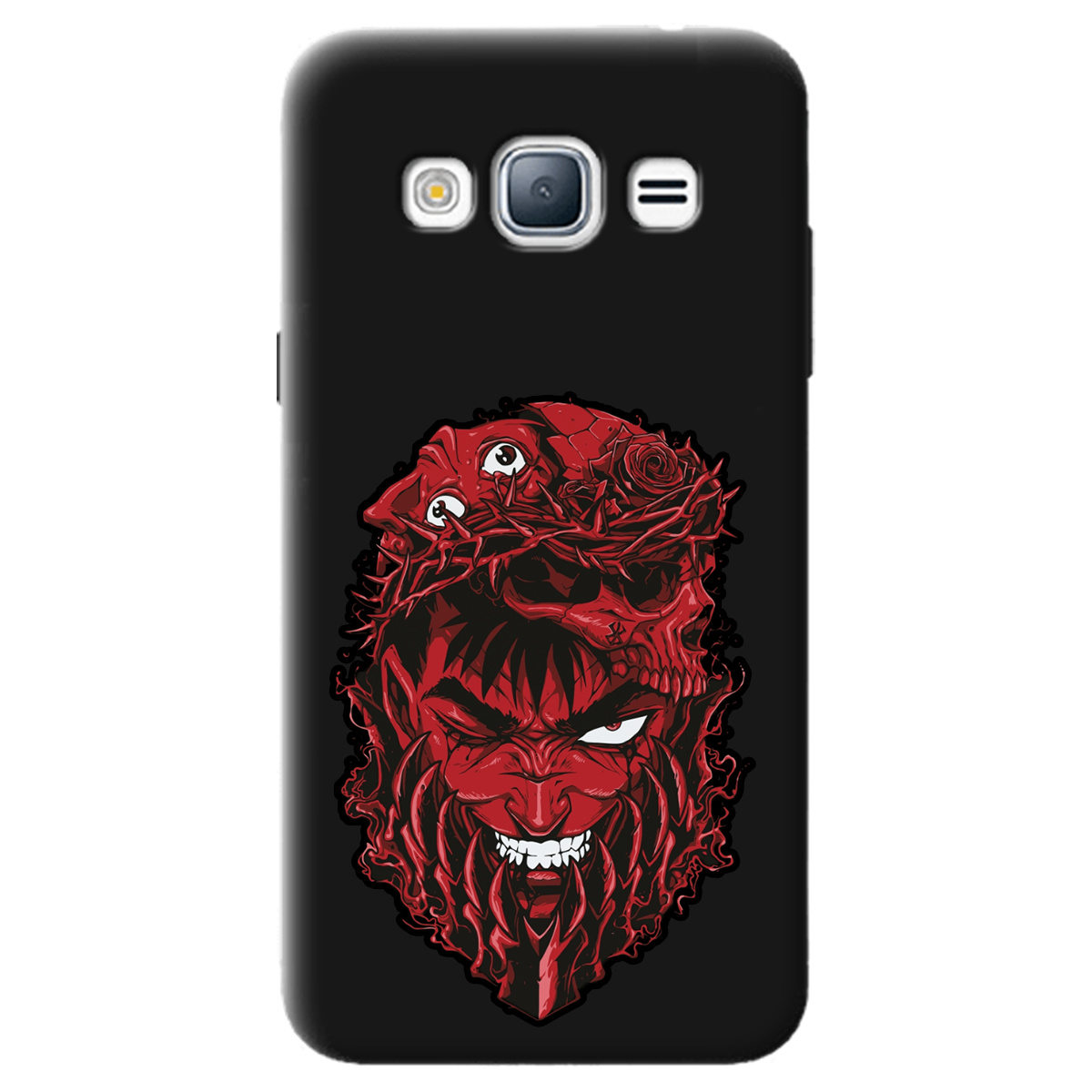 Чехол для Samsung Galaxy J3 2016 черный матовый soft touch Red slip head - фото 1 - Чехлы для телефонов