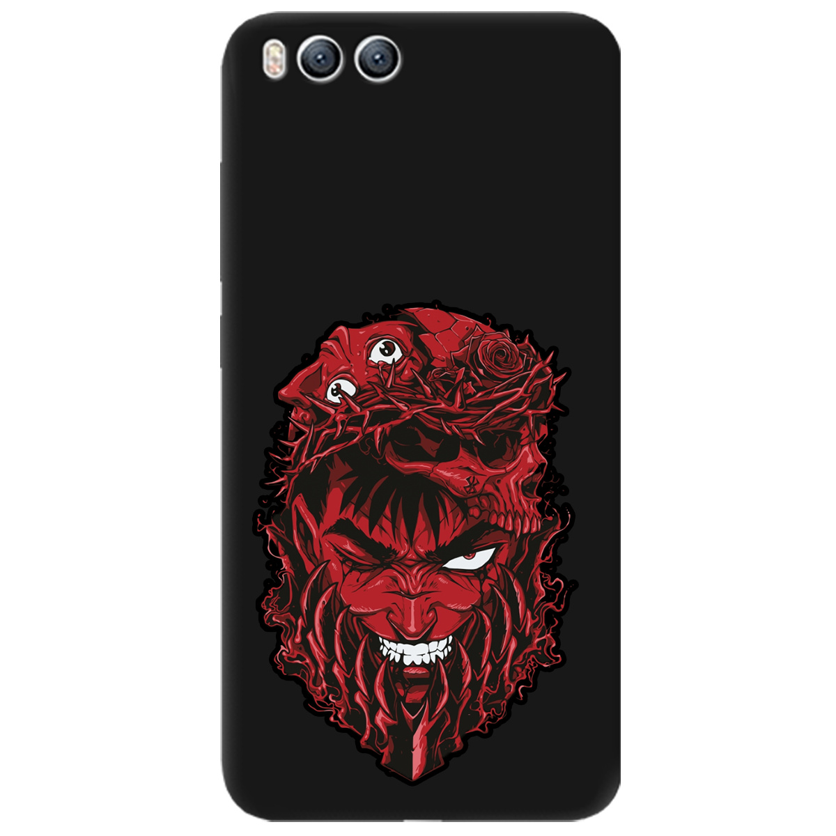 Чехол для Xiaomi Mi 6 черный матовый soft touch Red slip head - фото 1 - Чехлы для телефонов