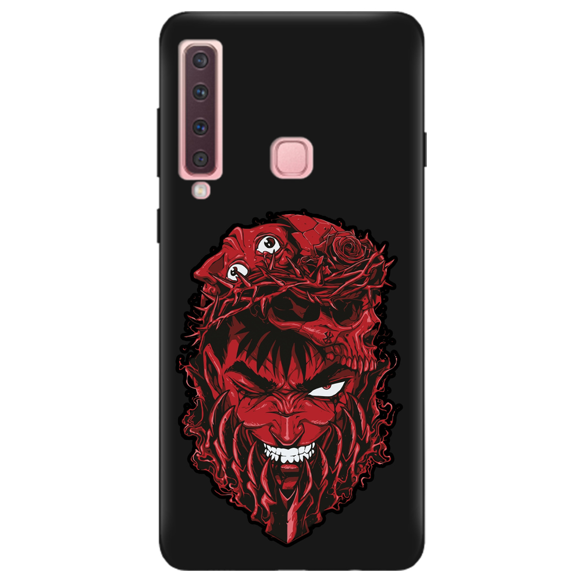 Чехол для Samsung Galaxy A9 2018 черный матовый soft touch Red slip head - фото 1 - Чехлы для телефонов