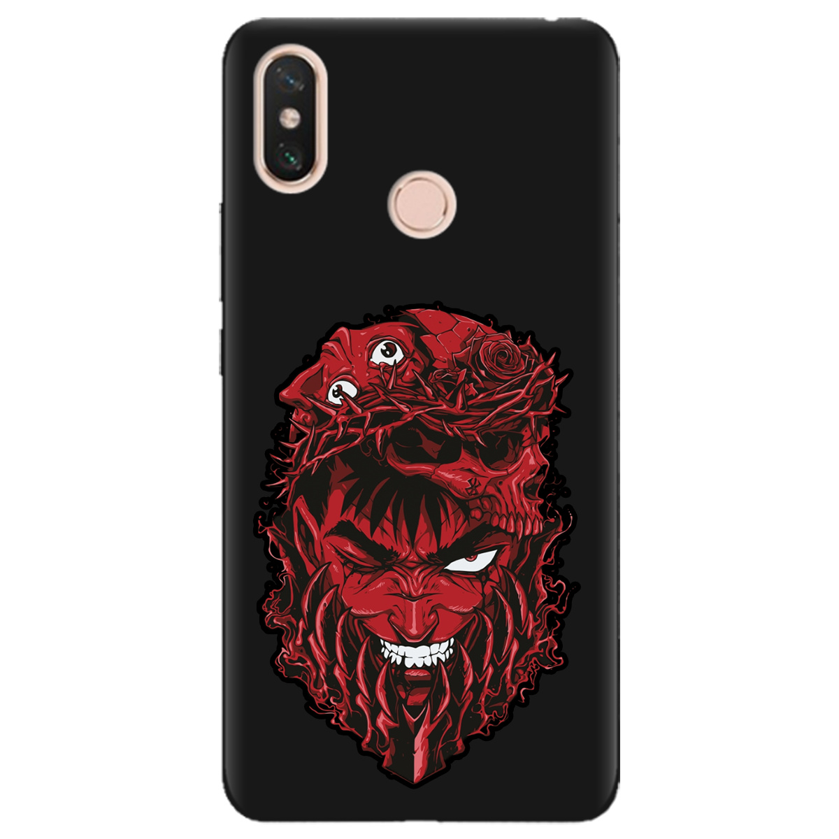 Чехол для Xiaomi Mi Max 3 черный матовый soft touch Red slip head - фото 1 - Чехлы для телефонов