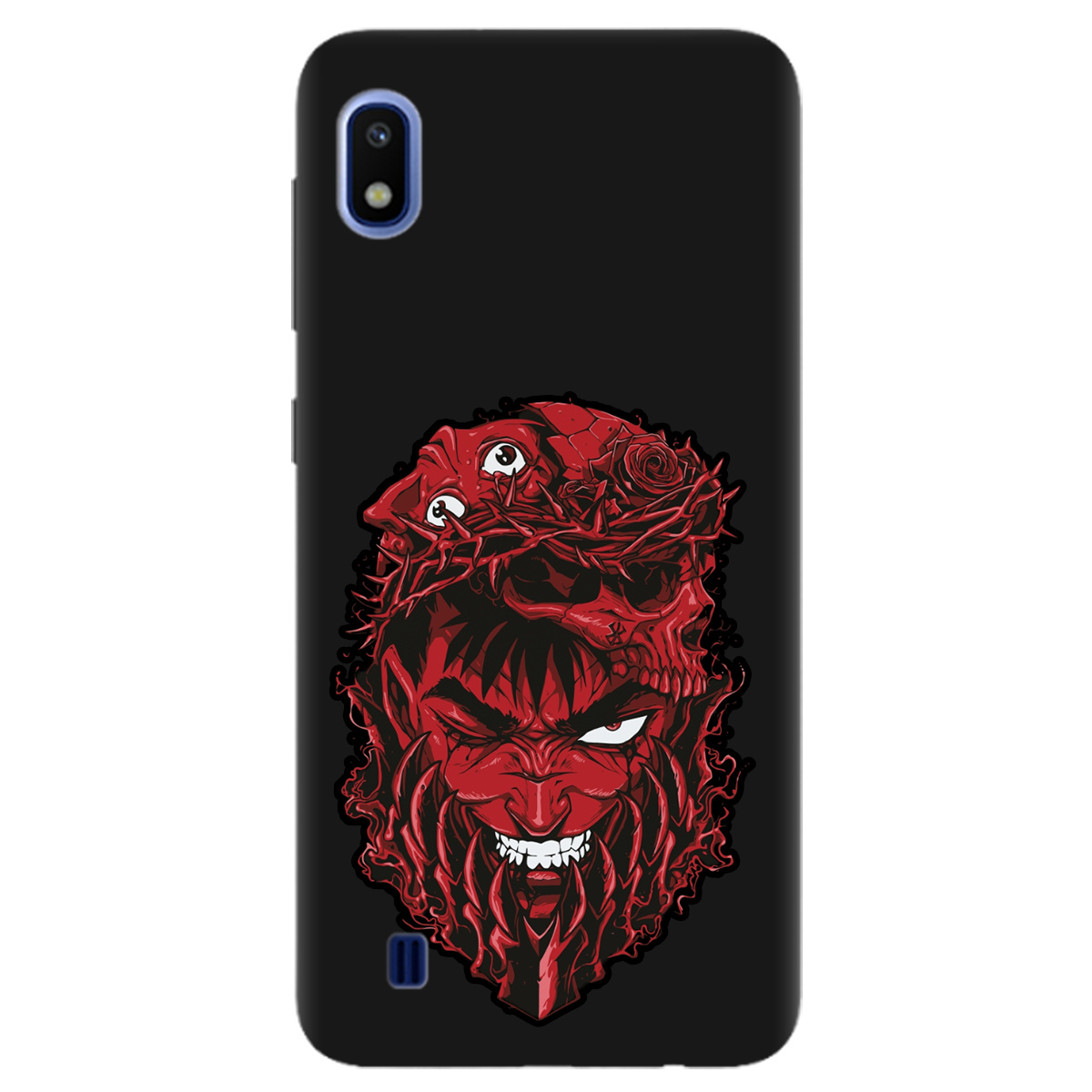 Чохол для Samsung Galaxy A10 чорний матовий soft touch Red slip head - фото 1 - Чохли для телефонів