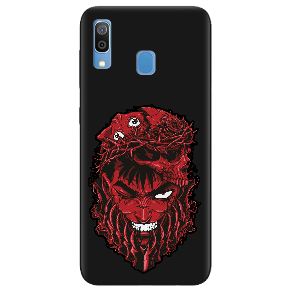 Чехол для Samsung Galaxy A30 черный матовый soft touch Red slip head - фото 1 - Чехлы для телефонов