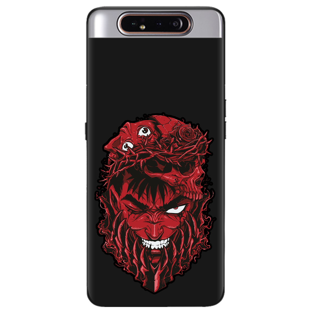 Чохол для Samsung Galaxy A80 чорний матовий soft touch Red slip head - фото 1 - Чохли для телефонів