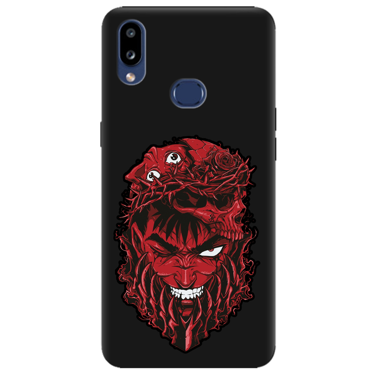 Чехол для Samsung Galaxy A10s черный матовый soft touch Red slip head - фото 1 - Чехлы для телефонов