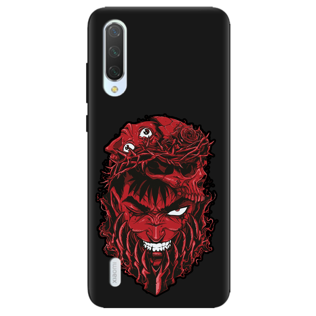 Чохол для Xiaomi Mi A3 чорний матовий soft touch Red slip head - фото 1 - Чохли для телефонів