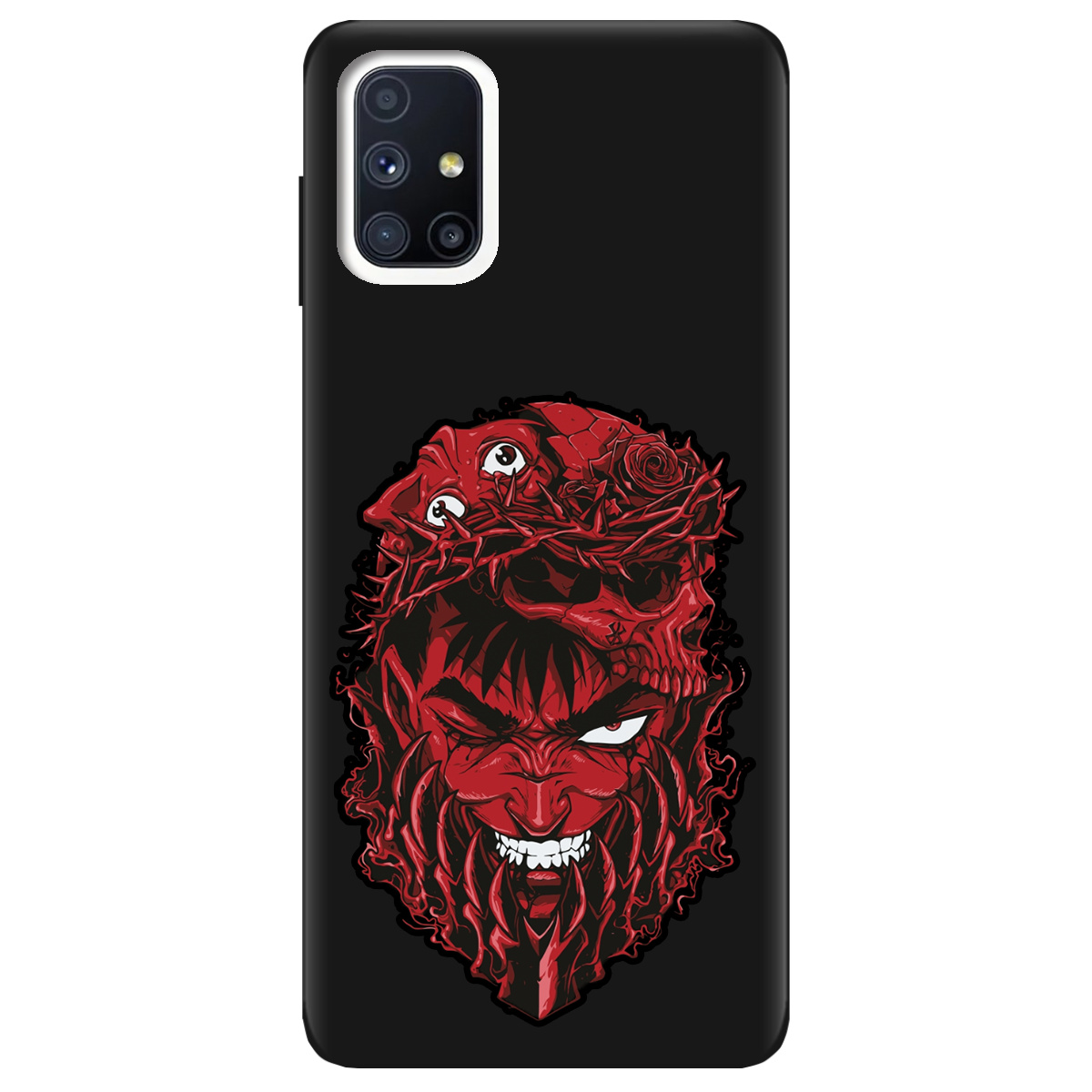 Чехол для Samsung Galaxy M51 черный матовый soft touch Red slip head - фото 1 - Чехлы для телефонов