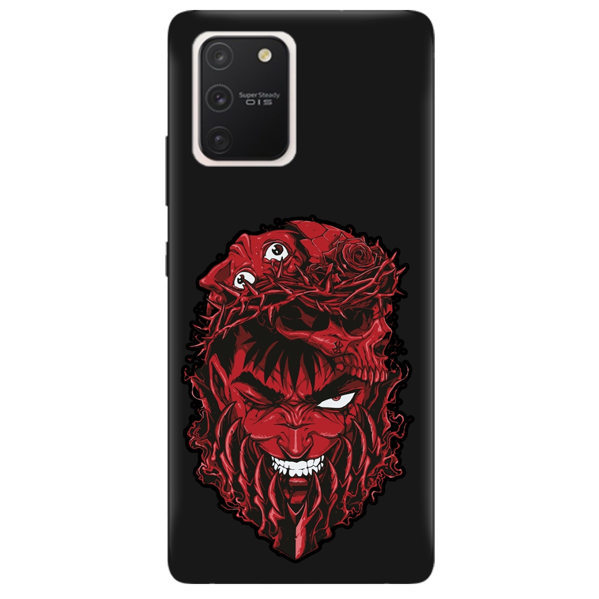 Чехол для Samsung Galaxy S10 Lite черный матовый soft touch Red slip head - фото 1 - Чехлы для телефонов