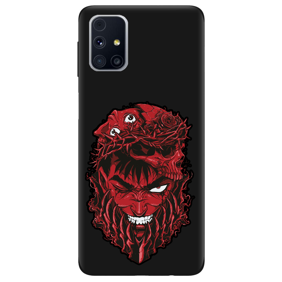 Чехол для Samsung Galaxy M31s черный матовый soft touch Red slip head - фото 1 - Чехлы для телефонов