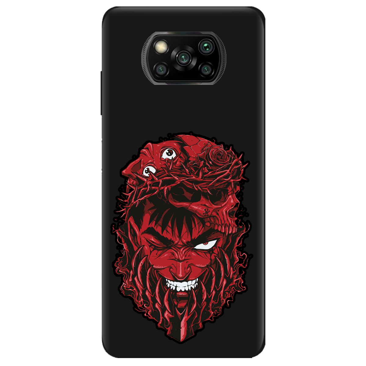 Чохол для Xiaomi Poco X3 чорний матовий soft touch Red slip head - фото 1 - Чохли для телефонів