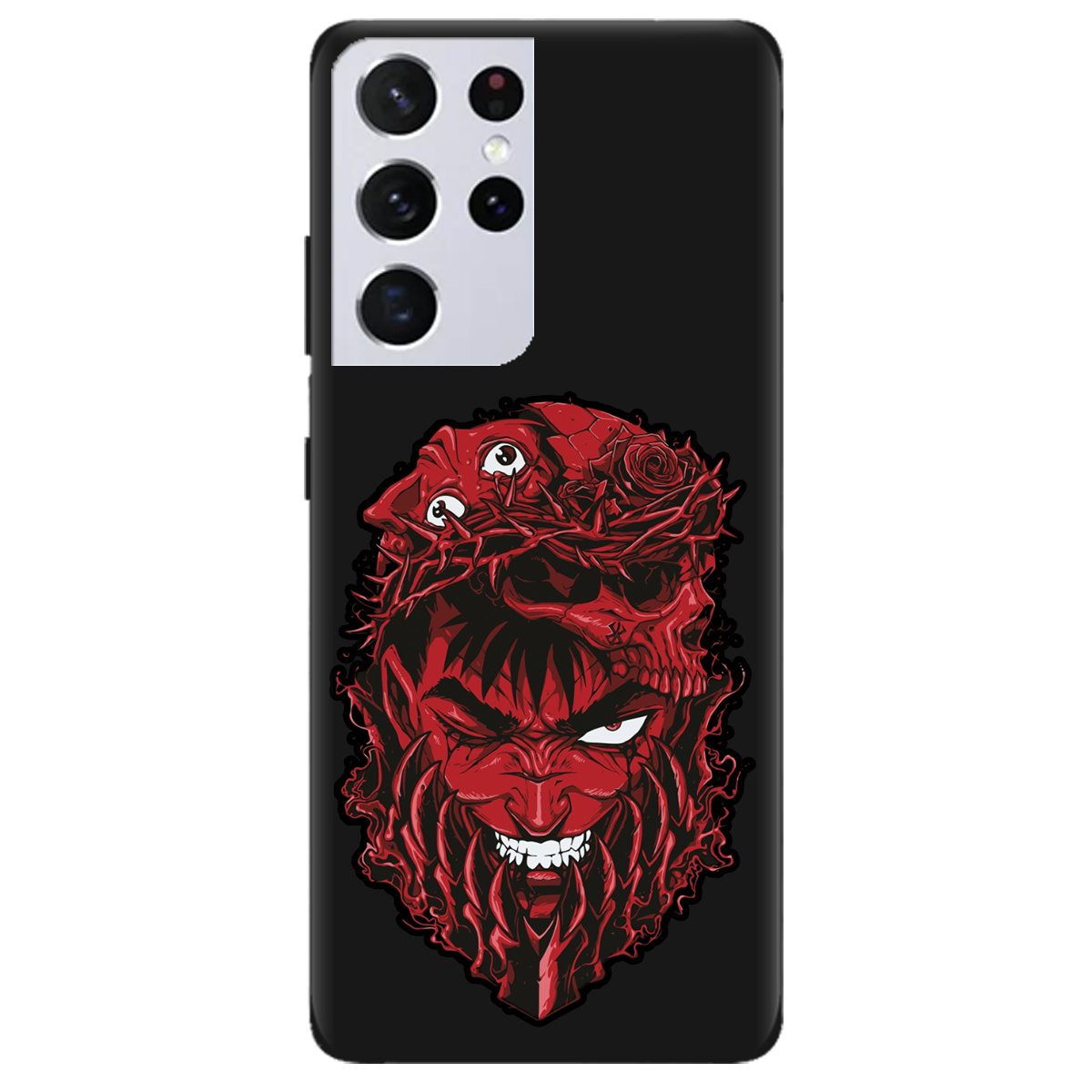 Чехол для Samsung Galaxy S21 Ultra черный матовый soft touch Red slip head - фото 1 Чехол для Samsung Galaxy S21 Ultra черный матовый soft touch Red slip head - фото 1 - Чехлы для телефонов